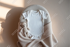 White baby onesie with teddy bear mockup Product Image 1