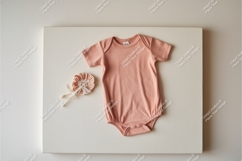 Pink baby onesie on square background mockup Product Image 1