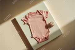 Peach baby bodysuit on box mockup Product Image 1