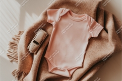 Peach baby bodysuit on blanket mockup Product Image 1
