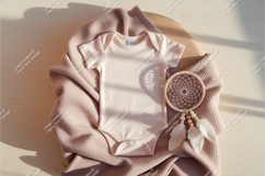 White baby bodysuit on blanket mockup Product Image 1