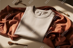 Beige shirt on brown fabric mockup Product Image 1