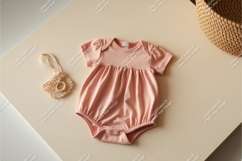 Pink baby bodysuit with basket mockup Product Image 1