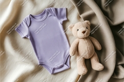 Lavender baby bodysuit with bear mockup Product Image 1