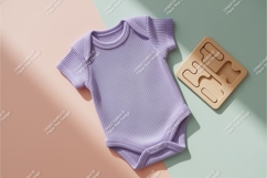 Lavender baby onesie with puzzle mockup Product Image 1