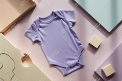 Lilac baby bodysuit with toys mockup Product Image 1