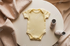Yellow baby onesie on white mockup Product Image 1