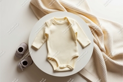 Cream baby onesie flatlay mockup Product Image 1