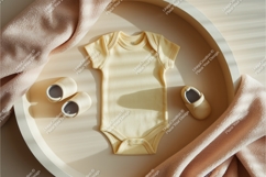 Baby onesie with shoes and blanket mockup Product Image 1