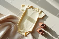 Yellow baby onesie with shoes mockup Product Image 1