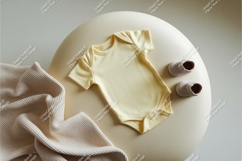 Yellow baby onesie with shoes mockup Product Image 1