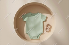 Mint baby onesie in circle frame mockup Product Image 1