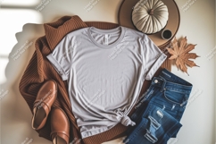 Tshirt with fall accessories mockup Product Image 1