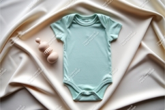 Mint baby bodysuit on silk mockup Product Image 1
