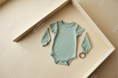 Mint baby bodysuit in box mockup Product Image 1