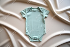 Mint baby bodysuit on silk mockup Product Image 1