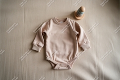 Beige baby bodysuit and toy mockup Product Image 1