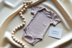 Baby onesie and beads mockup flatlay mockup Product Image 1