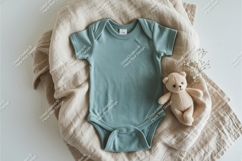 Baby bodysuit with a teddy bear mockup Product Image 1