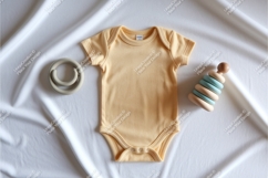 Yellow baby bodysuit with toys mockup mockup Product Image 1