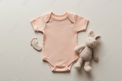 Pink baby bodysuit with bunny mockup Product Image 1
