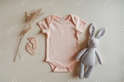 A baby bodysuit with bunny and decor mockup Product Image 1