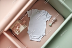 A white baby bodysuit with gift box mockup Product Image 1