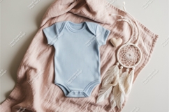 Baby blue bodysuit with dreamcatcher and heart mockup Product Image 1