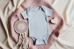 Baby bodysuit with dreamcatcher and wooden heart mockup Product Image 1