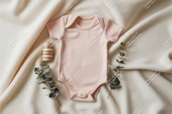 Baby bodysuit on a soft blanket mockup Product Image 1