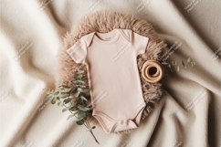 Baby onesie on fluffy blanket mockup Product Image 1