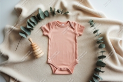 Baby bodysuit with eucalyptus leaves mockup Product Image 1