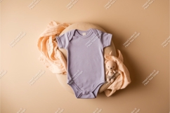 Purple baby bodysuit with teddy bear mockup Product Image 1