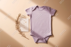 Lilac baby bodysuit with card mockup mockup Product Image 1