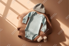 Baby bodysuit with hat and socks mockup Product Image 1