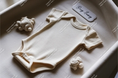 Beige baby bodysuit with toys mockup Product Image 1