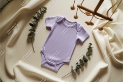 Purple baby bodysuit with eucalyptus mockup Product Image 1