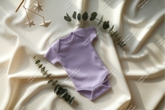 Purple baby bodysuit with eucalyptus mockup Product Image 1
