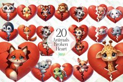 Animals Broken Heart Sublimation Clipart Product Image 1