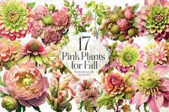 Pink Plants for Fall Sublimation Clipart Product Image 1