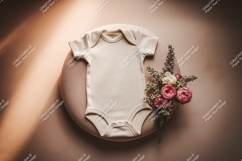 Baby onesie with flowers mockup mockup Product Image 1