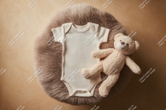 Baby onesie with teddy bear mockup mockup Product Image 1