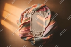 Baby bodysuit on a knitted blanket mockup Product Image 1