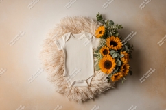 Baby onesie with sunflowers mockup mockup Product Image 1