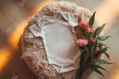 Baby onesie with carnations mockup mockup Product Image 1
