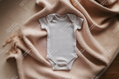 Baby onesie with knitted blanket mockup mockup Product Image 1