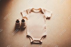 Baby onesie and shoes flat lay mockup Product Image 1