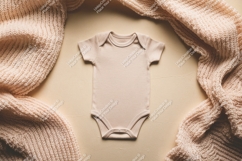 Baby bodysuit with a knitted scarf mockup Product Image 1