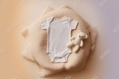 Baby onesie with a knitted sweater mockup Product Image 1