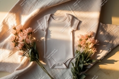 Baby onesie with flowers mockup template mockup Product Image 1